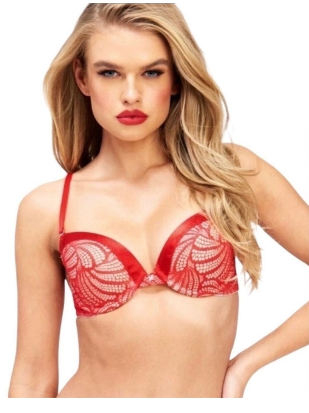 Frederick's of Hollywood Bra 32C Push Up Red
